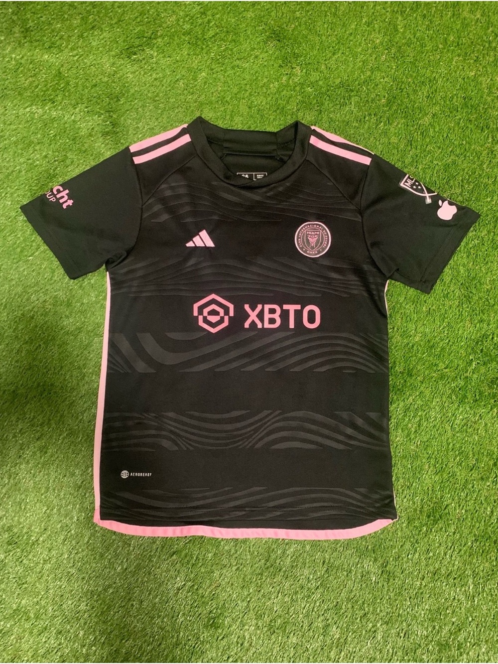 adidas Kids Black and Pink Soccer Jersey with XBTO Logo
